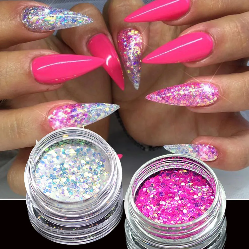 1 коробка Блестящий лак для ногтей блестки Советы УФ гель украшение красочный