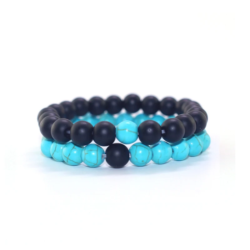 c2b6-blue Многослойные подвески из вулканического камня, мужской браслет, розовый, черный камень, турмалин, гематит, браслеты для женщин, бусины для изготовления ювелирных изделий - Окраска металла: c2b6-blue