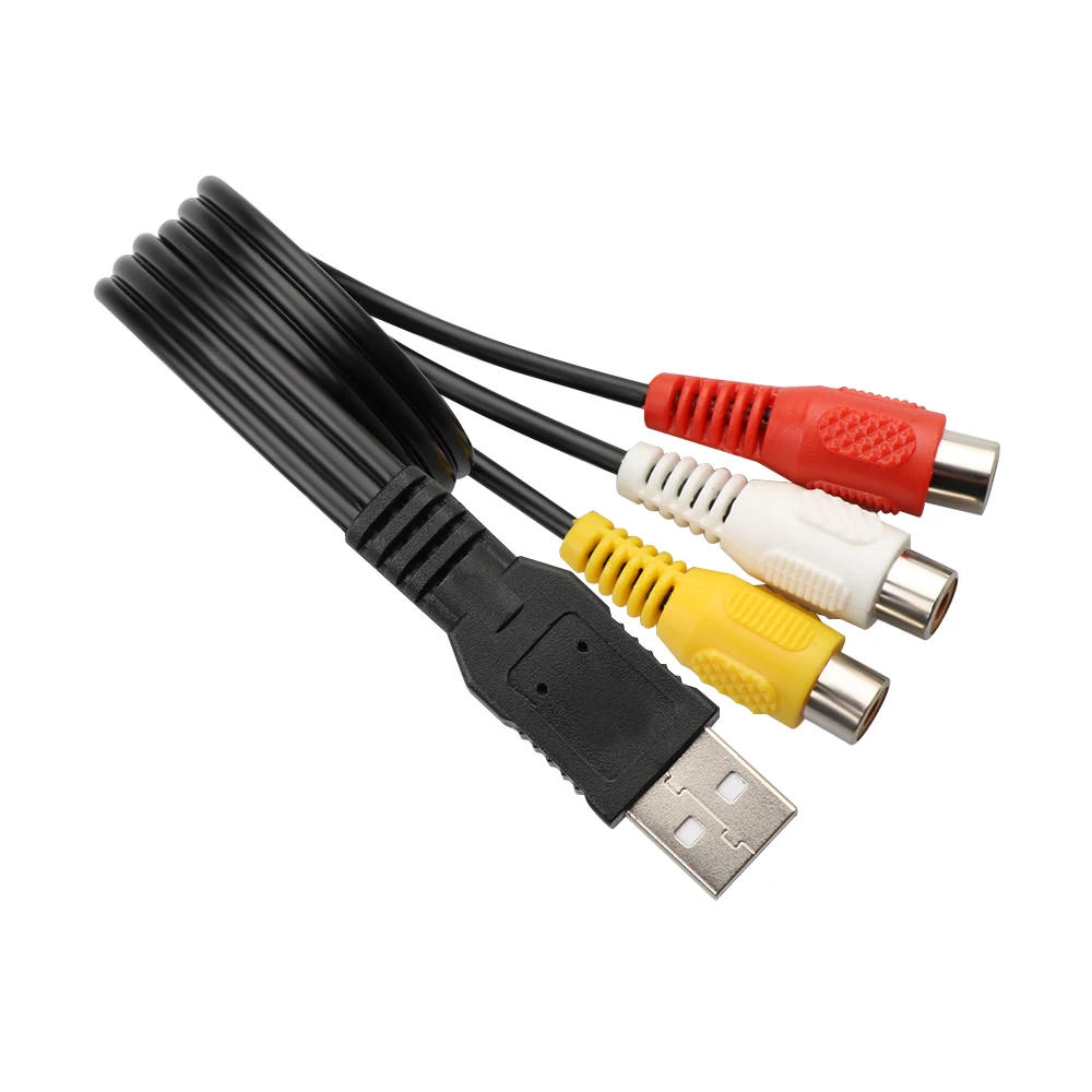 USB мужчина к 3RCA Мужской видео AV A/V Конвертер кабель адаптер подходит HD ТВ компьютер высокого качества