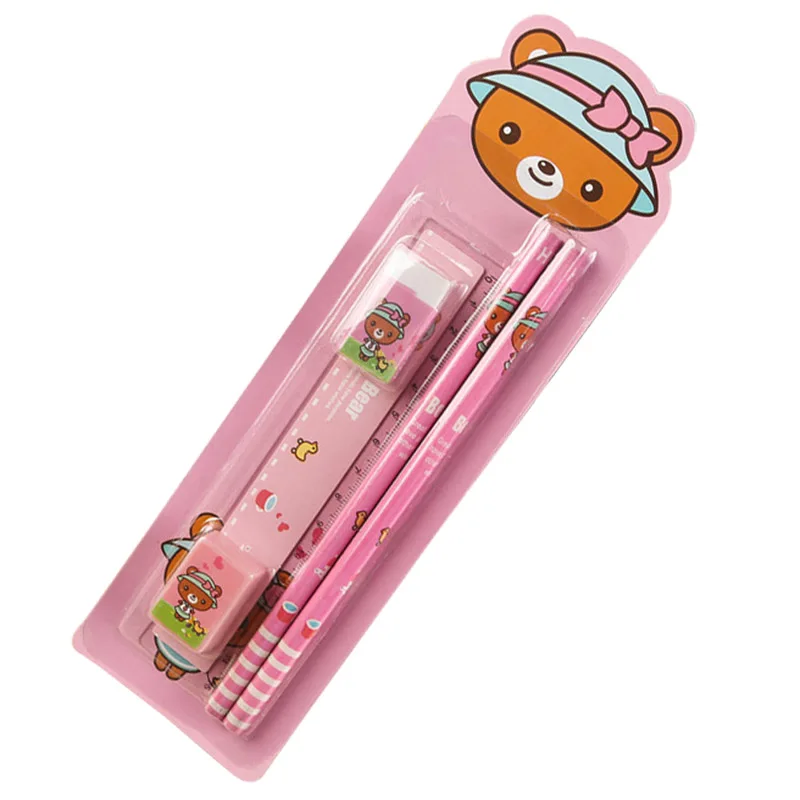 5pcs/set Stationery Set for Kindergarten Children School Supply Cute Cartoon Frozen Pencil Ruler Eraser Sharpener | Канцтовары для