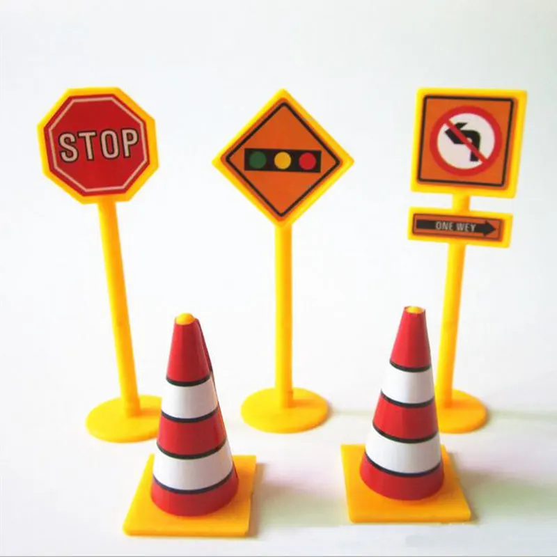Construction sign x5 Инжиниринг автомобиль торт украшения кекс обертки грузовик топперы баннер Детские аксессуары для вечеринки по случаю Дня рождения подарок для мальчика - Цвет: Construction sign x5