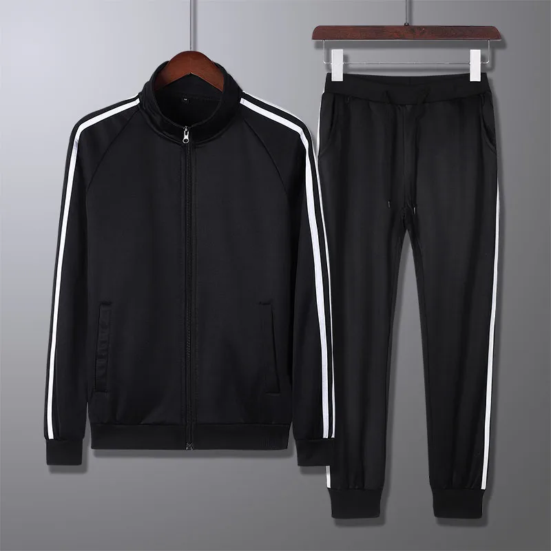 Полиэстер Спортивный комплект для мужчин Slim Fit Вязание спортивный костюм ветрозащитный спортивный костюм флис теплый Студент Спортивная Бег