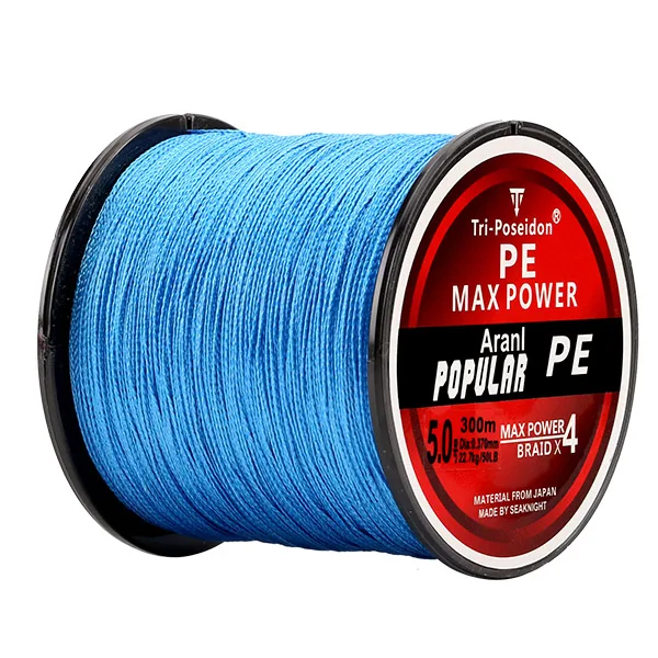 blue TriPoseidon 300 м PE плетеная леска 4 нитей леска 8 10 15 20 25 30 40 50 60LB карп - Цвет: blue