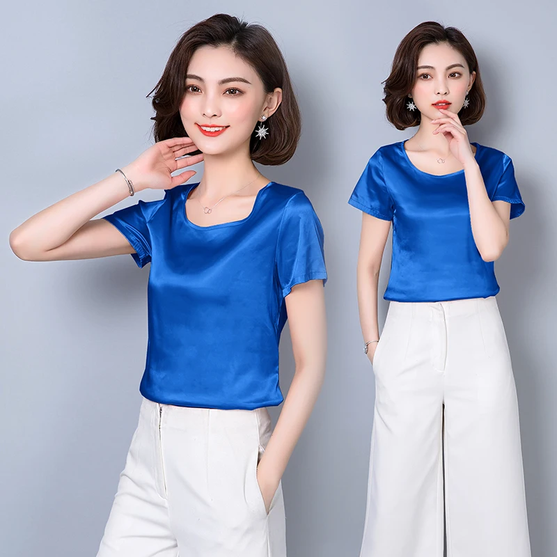 Женские блузки повседневная офисная шелковая блузка осенняя свободная Базовая