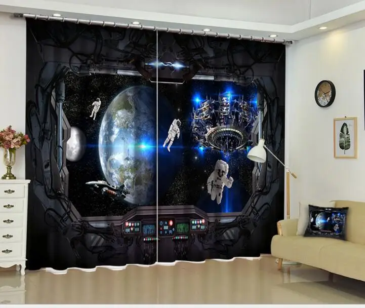 Роскошные затемняющие 3d шторы космического пространства для гостиной спальни