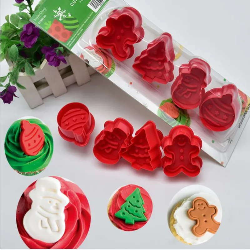 Новые 4 шт. формочки для печенья 3D DIY плунжеры снеговика выпечки пряничного домика