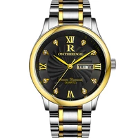 luxury brand ontheedge quartz business classic watch men style ip two tone gold black dial waterproof 3atm wrist watch