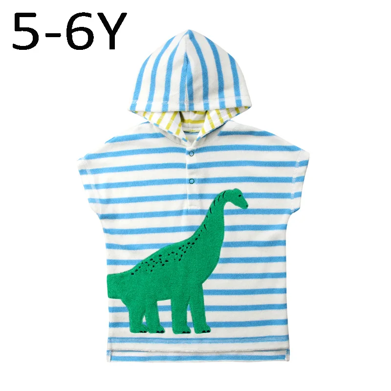 Dinosaur 5 to 6 Year Детское банное полотенце с капюшоном, детское милое пончо, пляжная одежда для бассейна, детский банный халат, мультяшное полотенце для маленьких мальчиков и девочек, купальное полотенце - Цвет: Dinosaur 5 to 6 Year