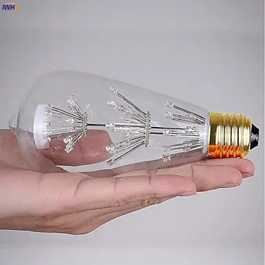 IWHD Bombillas Светодиодная лампа Эдисона 3 Вт A19 ST64 G80 винтажная Ретро Ampoule Gloeilamp