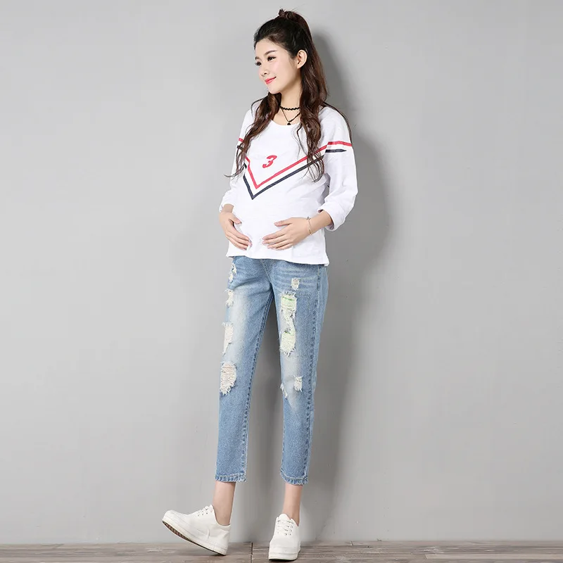 Новинка весна-осень 2018 джинсовые штаны для беременных женщин эластичная резинка