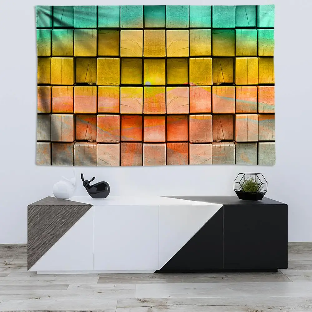 3D гобелен из радужной древесины настенный декоративный в стиле бохо хиппи