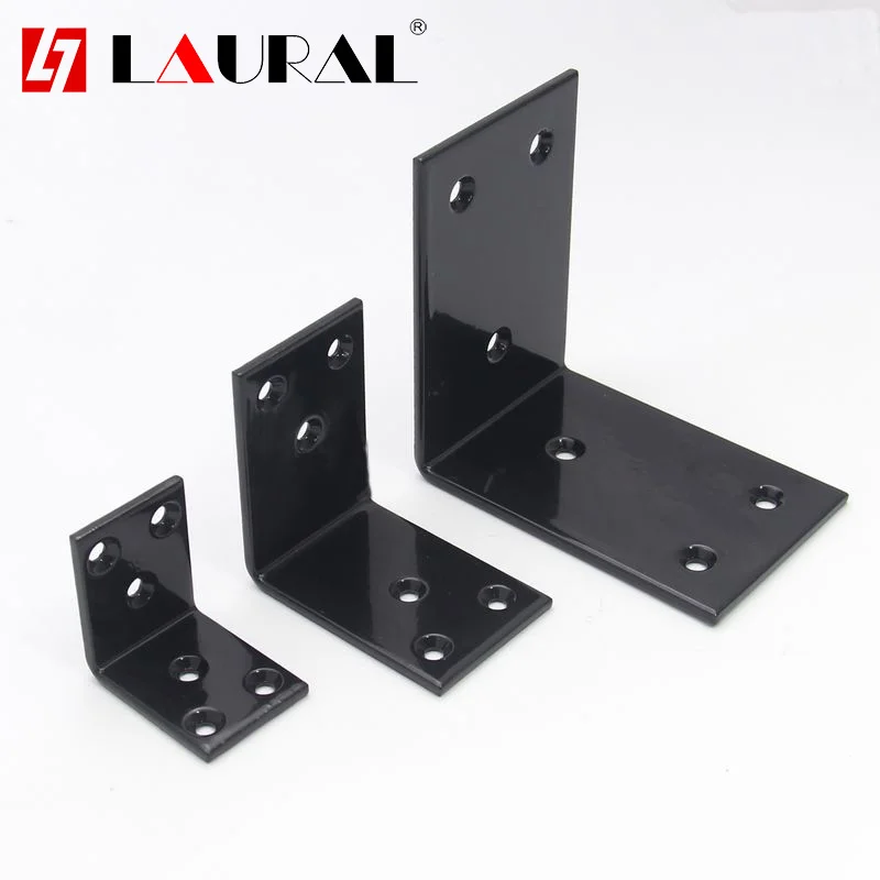 

4Pcs Black Spray Corner Code L Right Angle Iron 90 Degree Bracket Connector Layer Plate Bracket Wide L Type Thickness 3.2mm