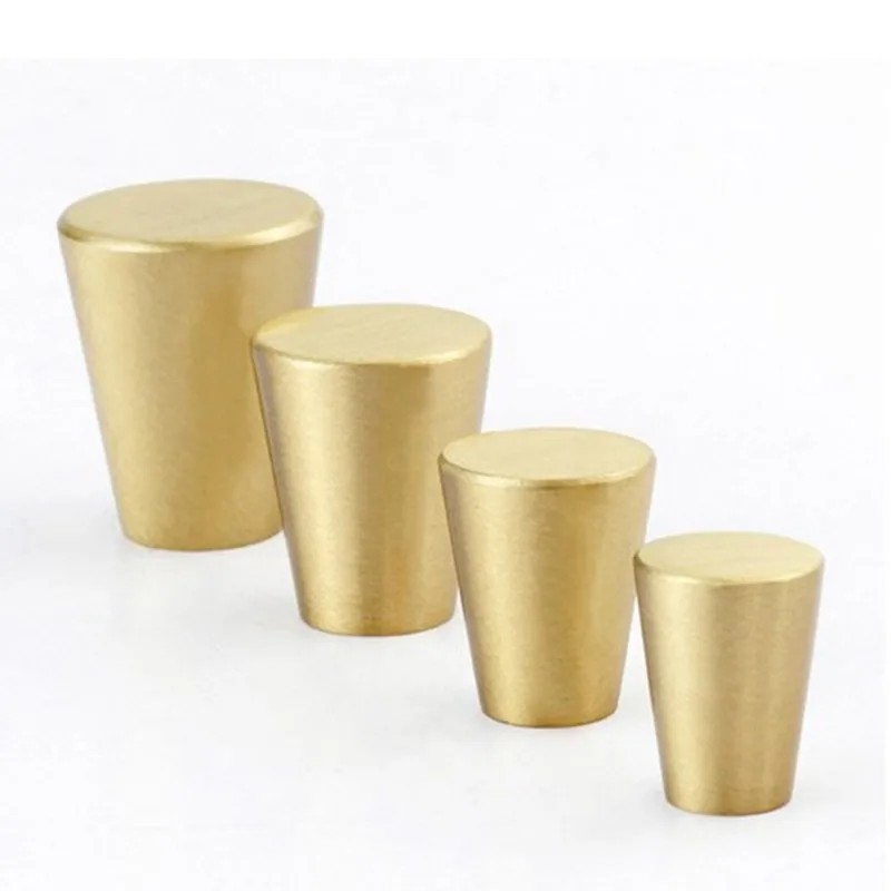 Brushed Solid Brass Kitchen Cabinet Drawer Knobs Nordic Furniture Cupboard Dresser Pulls -4Pack |