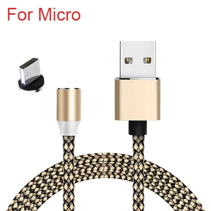 Gold For Micro Sarika S03 светодиодный магнитный кабель, Магнитный зарядный кабель для iPhone 5, 5S, 6, 7, X, 11 Pro, максимальная быстрая зарядка, магнитный кабель Micro usb type-c - Цвет: Gold For Micro