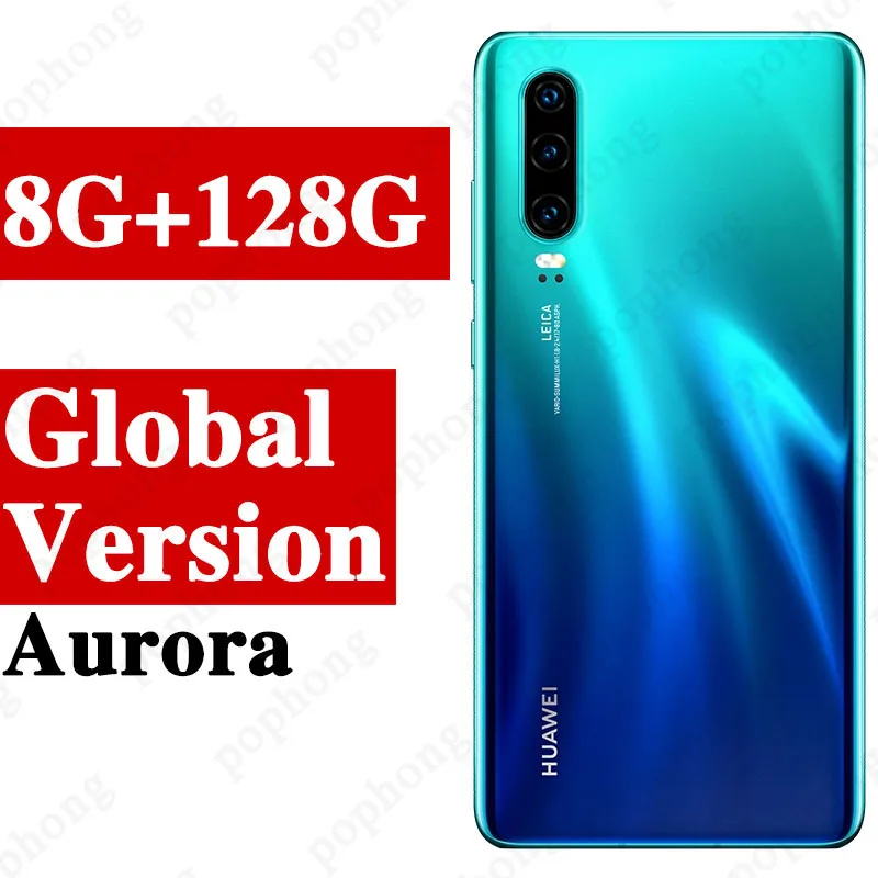 Globa 8G 128G aurora Мобильный телефон huawei P30 с глобальной версией, 6,1 дюймов, 8 Гб ОЗУ, 64 Гб ПЗУ, Поддержка карт памяти нм, OTG, две sim-карты, смартфон - Цвет: Globa 8G 128G aurora
