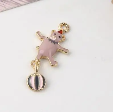 Ivory pink MRHUANG 10 шт./лот цирковой слон медведь на шаре Подвеска из эмали сплава подвесные ожерелья Браслет DIY модные ювелирные изделия аксессуары - Окраска металла: Ivory pink