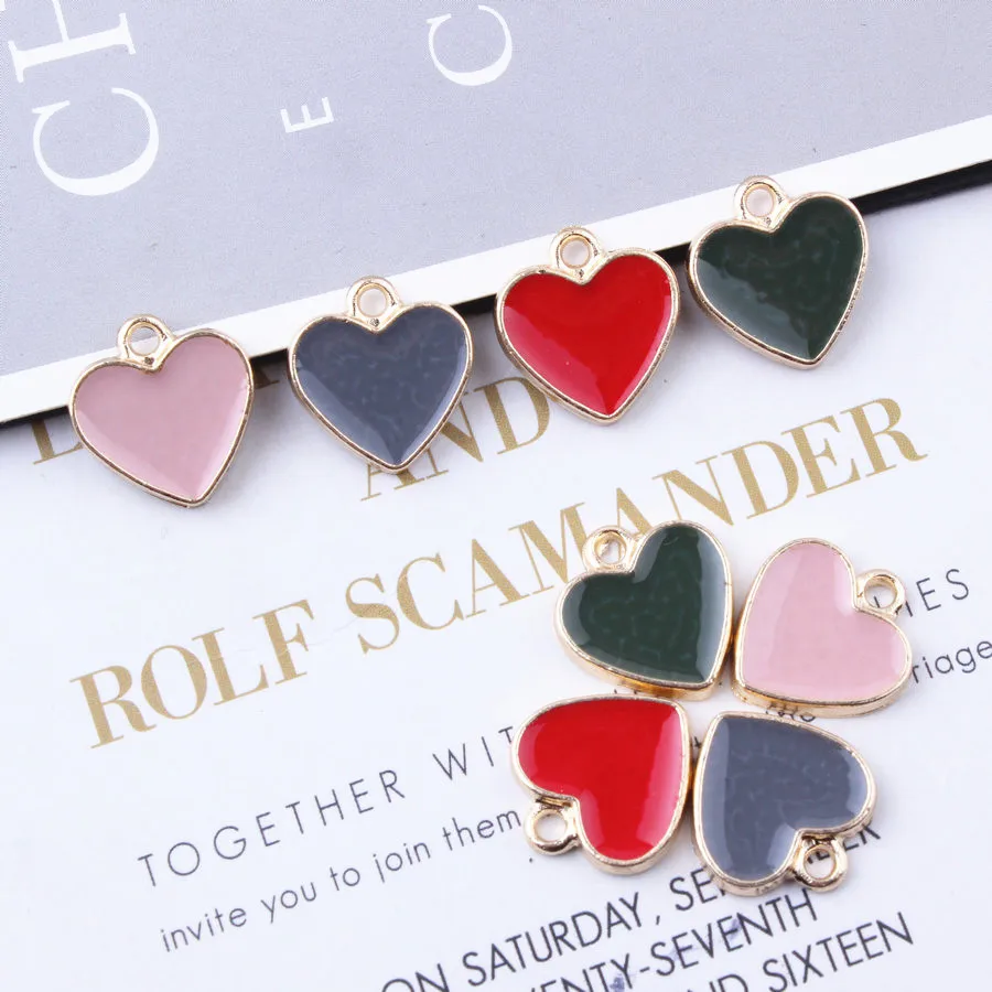 20pcs Mix 4 Colors Hearts Drop Oil Enamel Charm Alloy Pendant DIY fit Bracelet Necklace Accessories Valentine's Day Gift | Украшения и