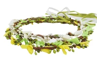 3pcslot handmade women floral hair wreath hippy head band diy flower crowns set kids children hairpieces white yellow green