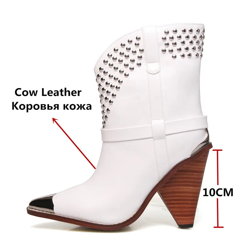 Женские мотоциклетные ботинки FEDONAS черные до середины икры из натуральной кожи с