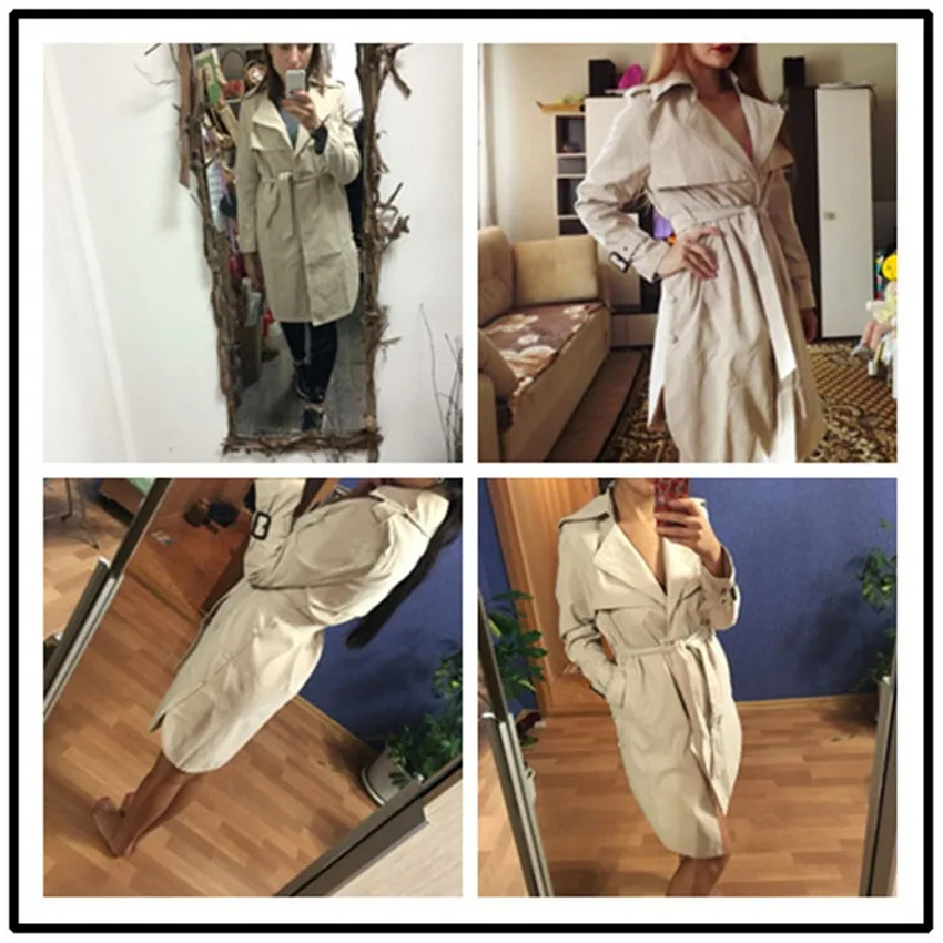 Fashion Long Trench Coat For Women Outerwear Loose Gabardina Mujer Autumn Spring Coats | Женская одежда