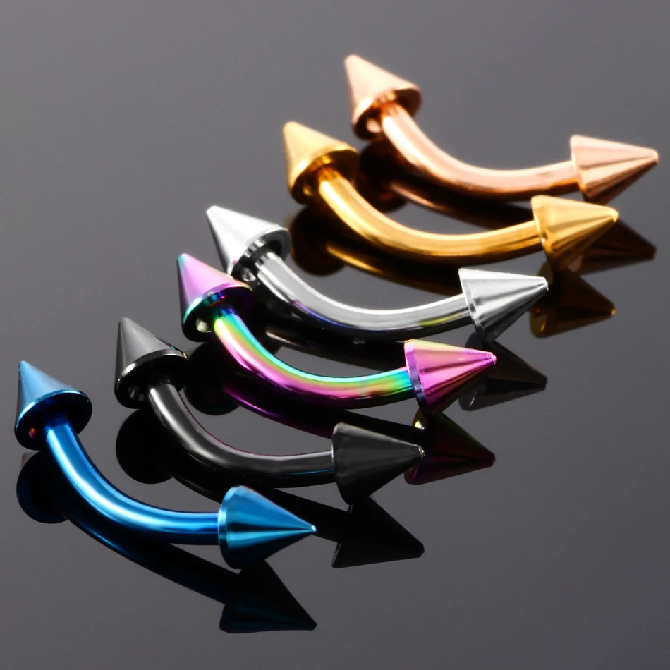 10 шт./лот красочные изогнутые штанги из нержавеющей стали с двойными шипами и
