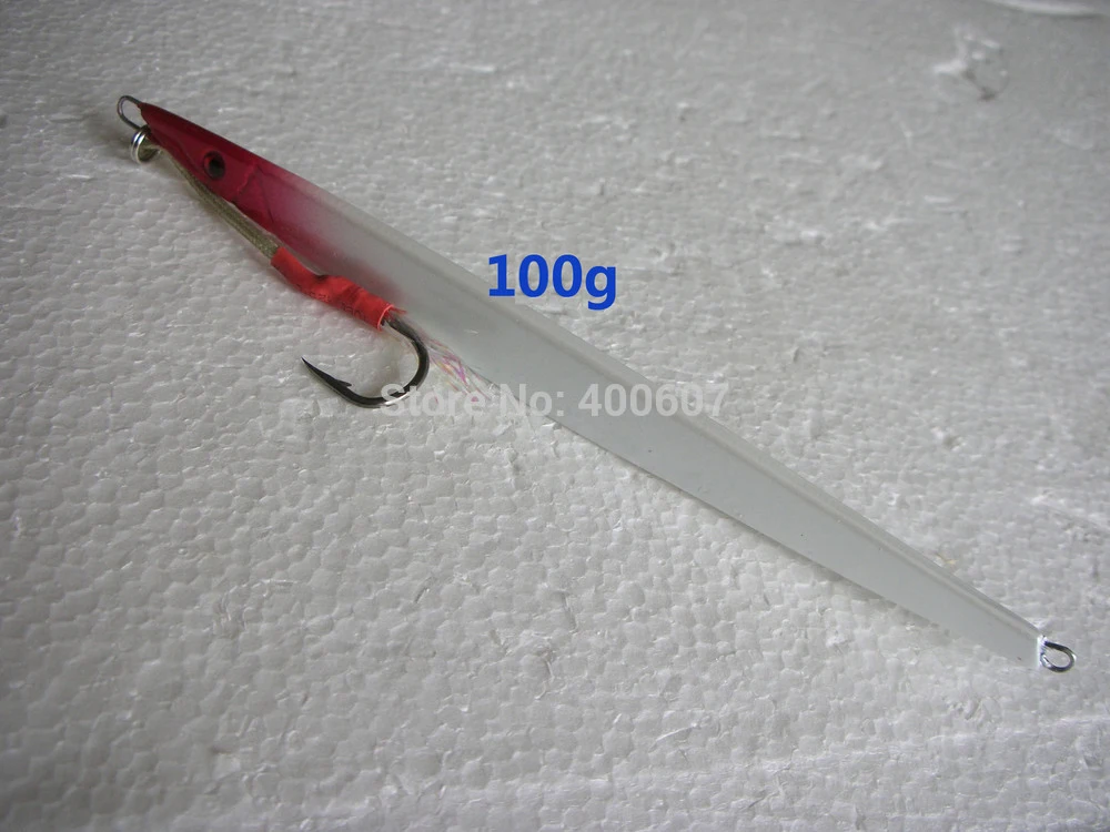 Традиционный красный и белый г металлический джиг для глубокой соленой воды