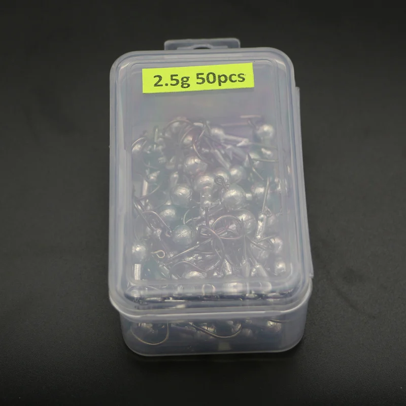 2.5g 50pcs 50 шт./лот, рыболовный крючок с свинцовой головкой, 1 г, 1,5 г, 2 г, 3,5 г, 5 г, 7 г, 10 г, 20 г, рыболовные крючки для мягкой рыбалки, приманки из углеродистой стали, рыболовные крючки T4 - Цвет: 2.5g 50pcs
