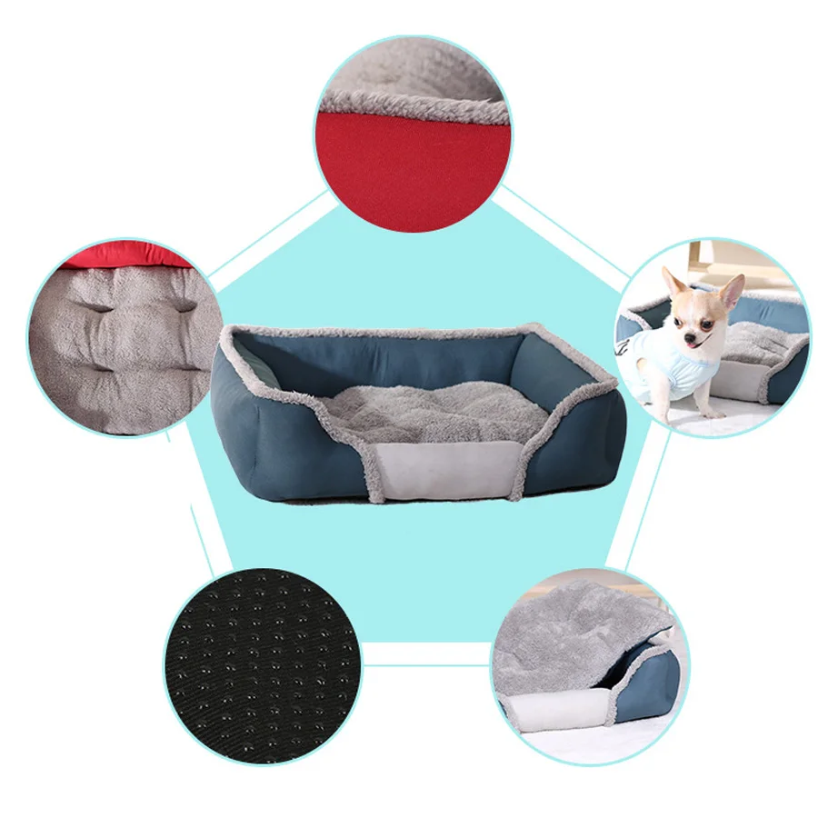 Мягкие кровати для собак домик больших маленьких животных теплый флисовый Лежак