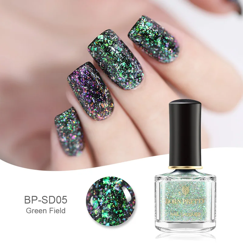 BPSD05 Born pretty, хамелеон Auroras Топ с блестками для масел, лака для ногтей яркий верхний слой Декоративный Лак для ногтей черная основа требуется маникюр - Цвет: BPSD05
