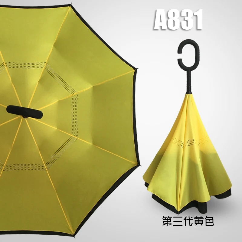 Umbrella A831 Ветрозащитный обратный зонт складной двойной слой перевернутый Chuva Зонты самостоятельно стоящий наизнанку абажур на дверной светильник в виде зонтика свободные руки зонтик - Цвет: Umbrella A831