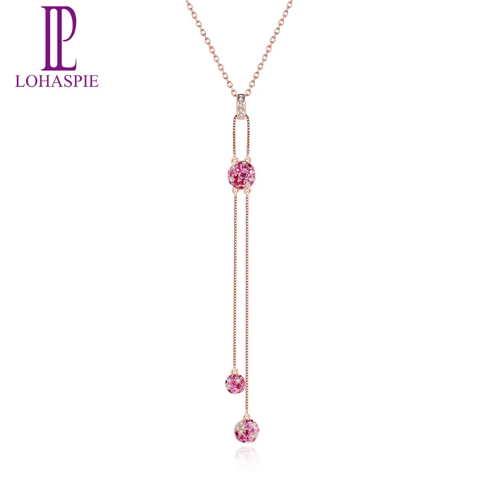 

Lohaspie Diamond-Jewelry Natural Gemstone Ruby 18K Rose Gold Cherry Pendant Fine Stone Jewelry Engagement July Birthday Gift