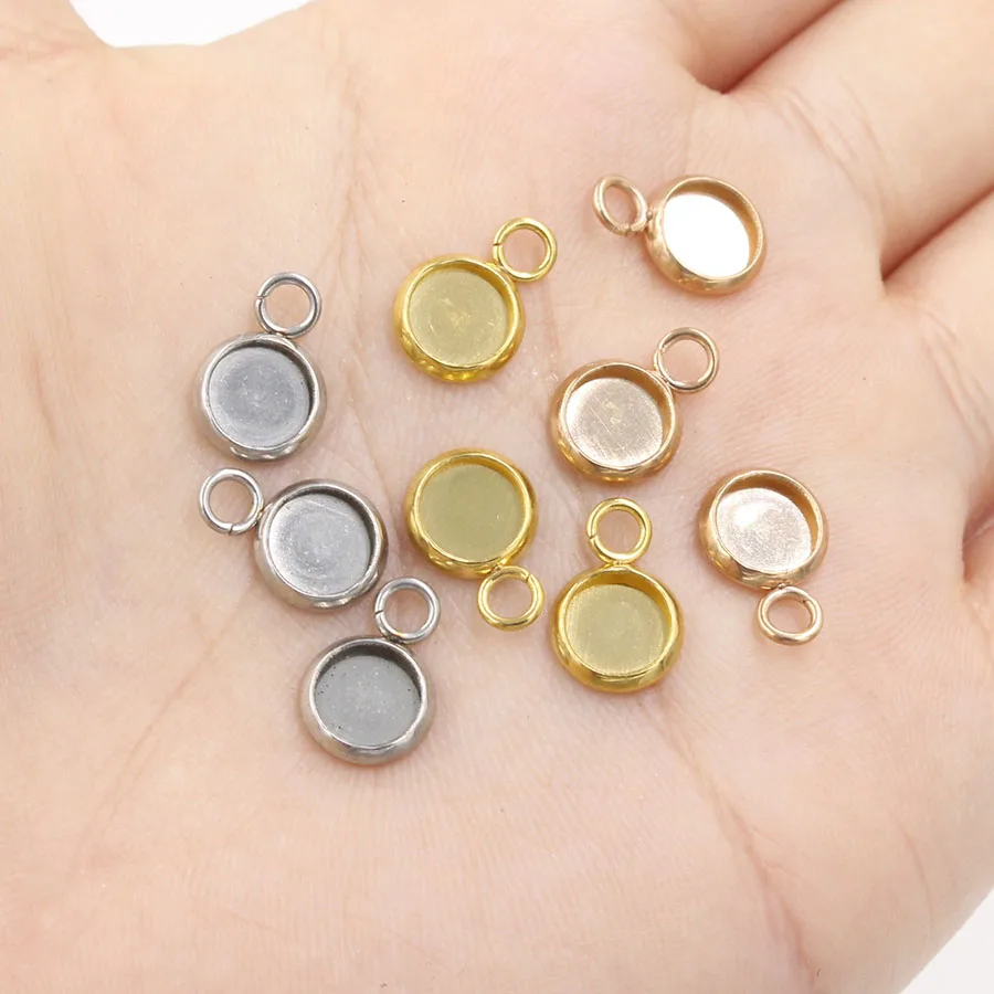 

Fnixtar 6mm 8mm 10mm 12mm Stainless Stee Round Base Settings Dome Cabochon DIY Jewelry Settings 100piece/lot