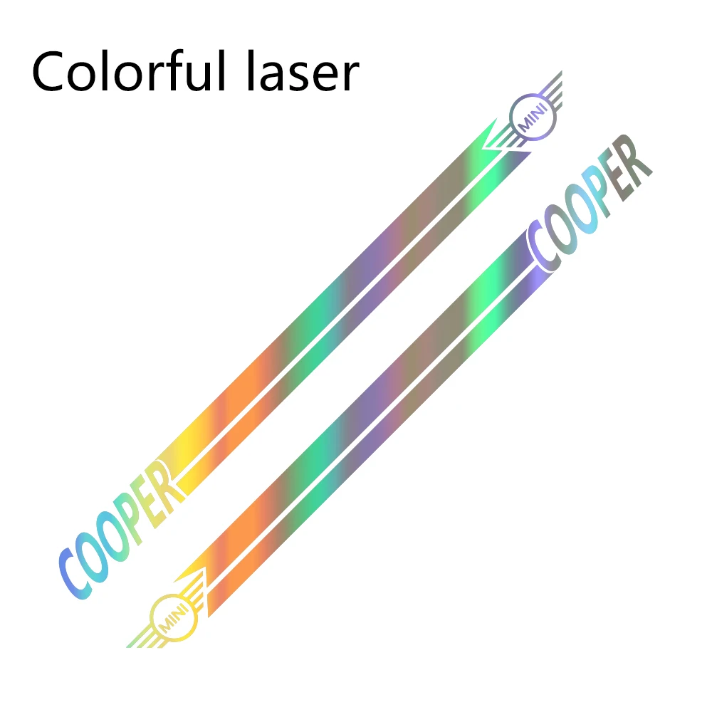 Colorful Laser Наклейки для автомобиля сбоку в полоску спортивный стиль наклейки для Mini Cooper R56 R57 R58 R50 R52 R53 R59 R61 R60 F60 F55 F56 F54 аксессуары - Название цвета: Colorful Laser