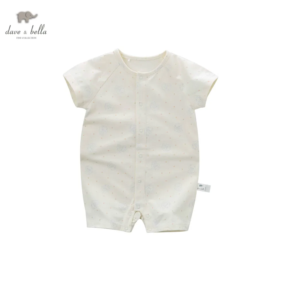 DB5855 dave bella summer new born baby cotton romper 2 piece animal printed infant clothes |