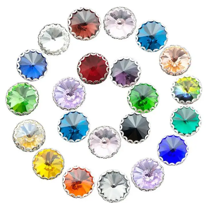12 мм 20 шт./пакет Круглый Rivoli Форма стекло с украшением в виде кристаллов на