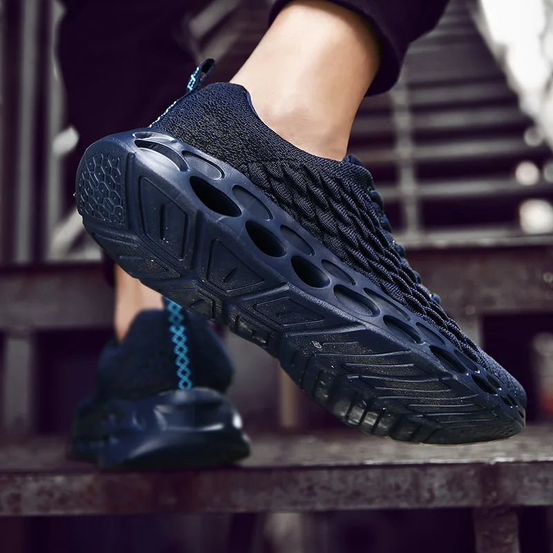 Мужские кроссовки для бега эластичные сетчатые дышащие красные 46|Беговая обувь| |