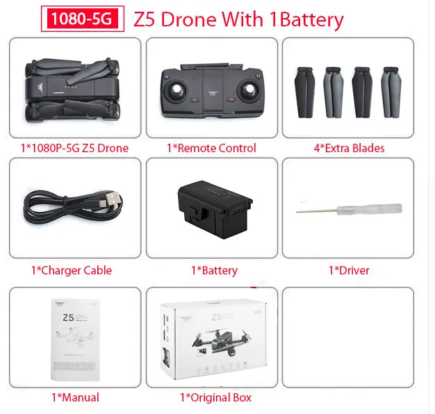 Квадрокоптер SJRC Z5 с камерой HD 720 P/1080 P, gps-дрон 2,4G/5G, Wi-Fi, FPV, удерживающий высоту, режим следования за мной, Dro vs Visuo XS812 - Цвет: 1080P-5G Z5 1B Box