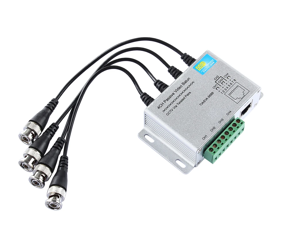 UTP 4Ch пассивный видео балун 4 канала CAT5 CCTV BNC Видео балун поддержка 1080 P/720 P AHD, HDCVI, HDTVI камера алюминиевый сплав