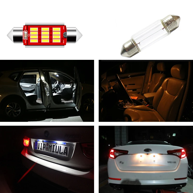 2 шт. светодиодный C5W Festoon 39mm лампы для автомобилей Подсветка регистрационного