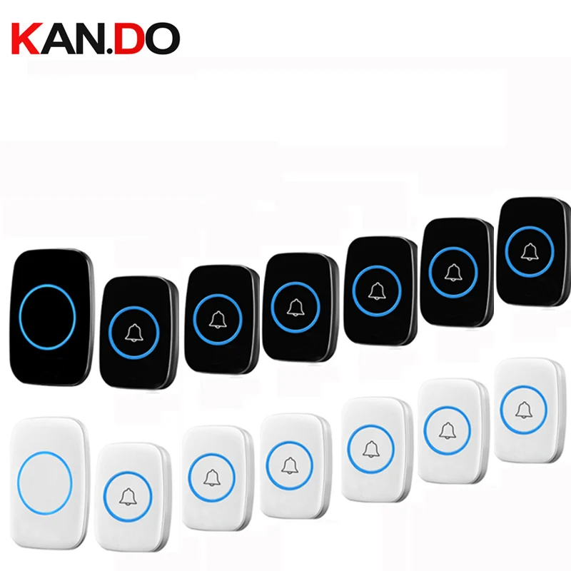 

6 Push 1 Receivers Door Bell Sets Wireless Doorbell By 110-220V Cordless Ring Chime for Villa House Long Range Remote Button