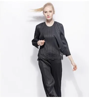 Miyake fold/осенний комплект из трех предметов плиссированное пальто с рукавом три