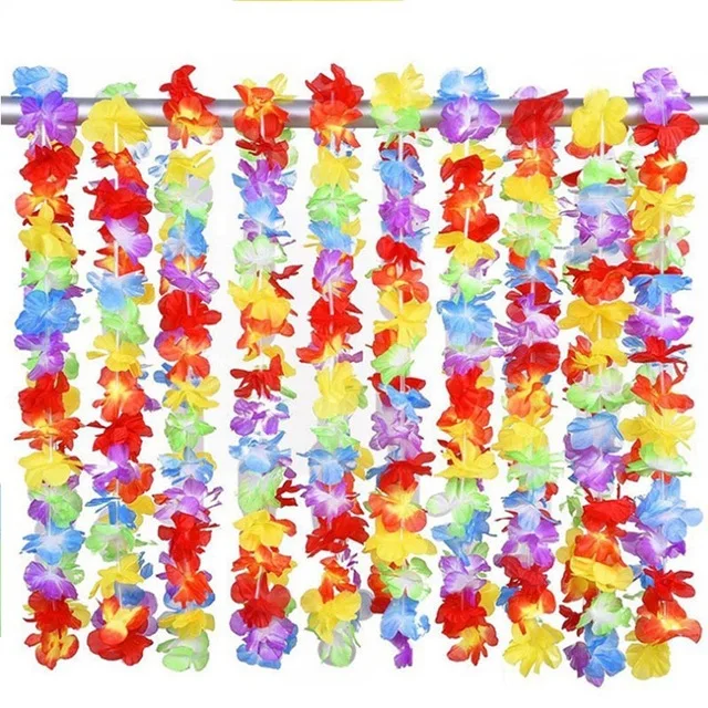 10pcs Hawaii Flower Йориу Гавайский цветок ожерелье шар в виде фламинго латекс фотобудка реквизит тропический Летний пляж Гавайи Aloha вечерние украшения DIY - Цвет: 10pcs Hawaii Flower