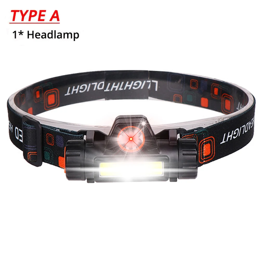 Type A 12000LM XPE+ COB головной светильник USB Перезаряжаемый налобный фонарь Водонепроницаемый Головной фонарь походный головной светильник со встроенным аккумулятором - Испускаемый цвет: Type A