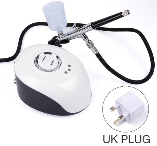 UK Plug Big Профессиональный Аэрограф, наборы для макияжа, воздушный компрессор, распылитель, макияж, пистолет, наборы для Временной Татуировки, лица, тела, краски для ногтей, торта, краски, инструменты - Цвет: UK Plug Big