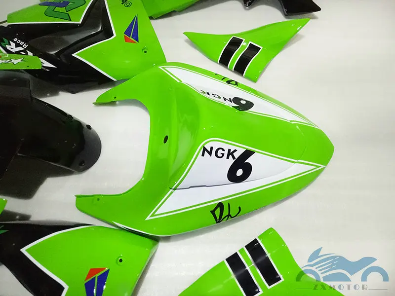 Комплект обтекателей кузова на заказ для 2006 2007 Kawasaki Ninja ZX 10R 06 07 Зеленые Черные