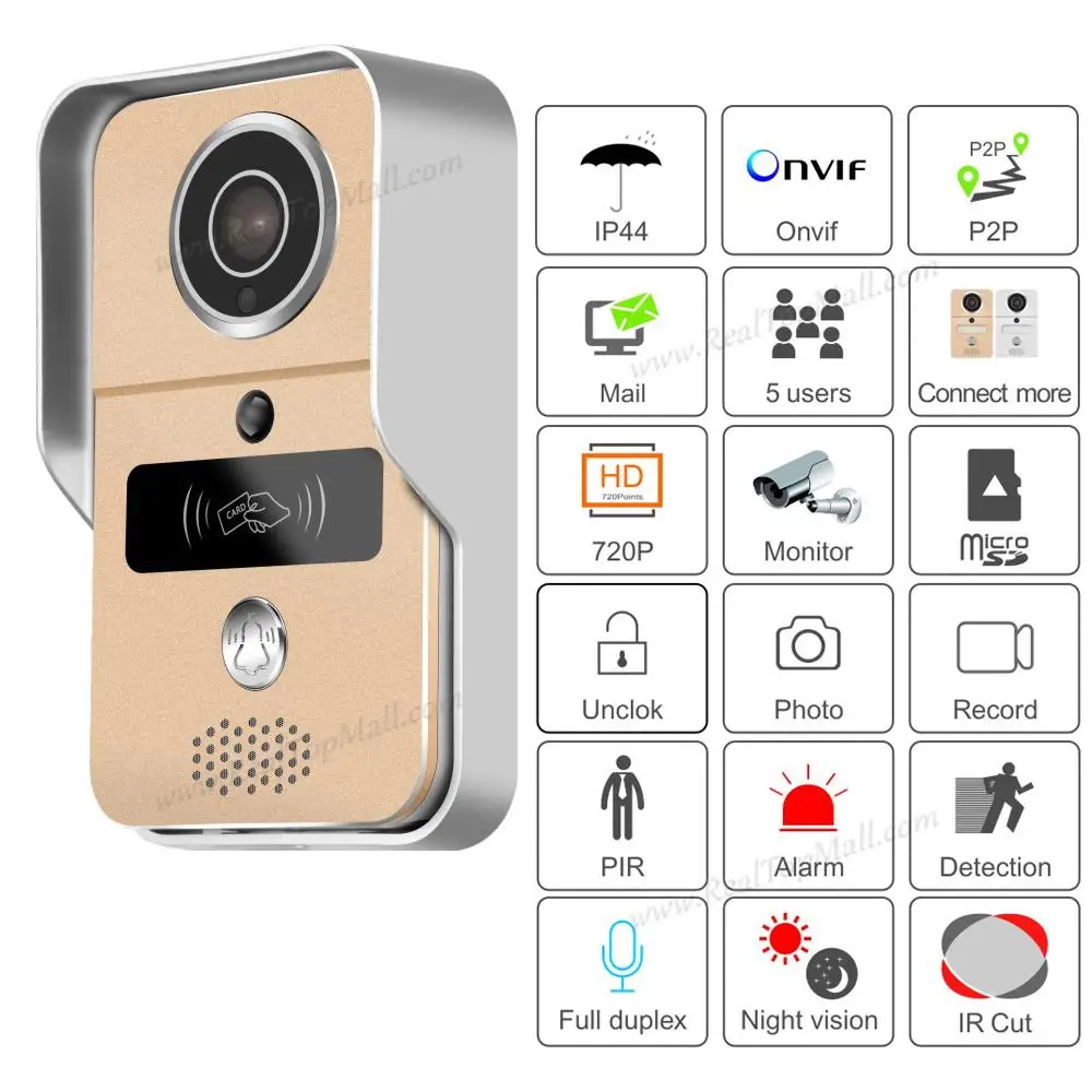 Беспроводной SD карта видео запись домофон + RFID брелоки Wi Fi IP дверной звонок POE
