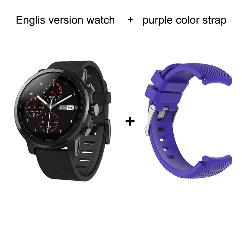 Фиолетовый Huami смарт-спортивные часы Amazfit Stratos 2 gps 5ATM для воды 1,34 ''2.5D экран gps Firstbeat для плавания - Цвет: Фиолетовый