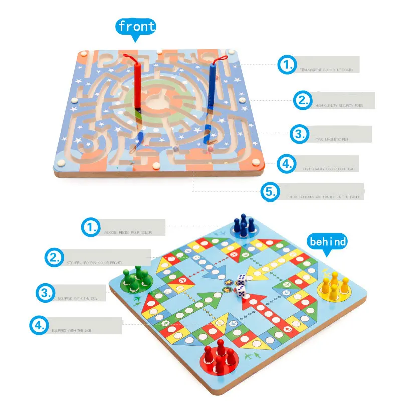 Mwz два в одном Магнитный лабиринт Летающие шахматы детские развивающие