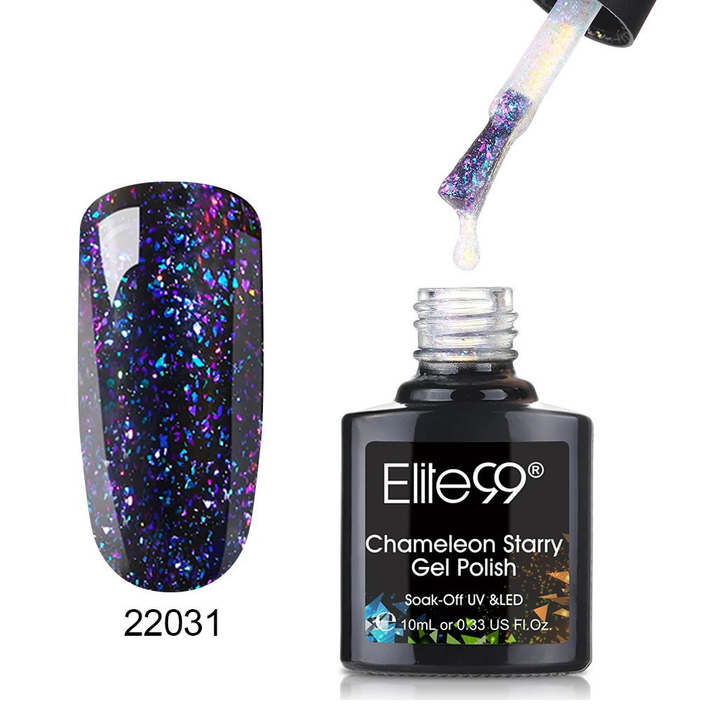 Elite99 Хамелеон звёздный гель голографическая Звездное блеск замочить от УФ/Led Лаки