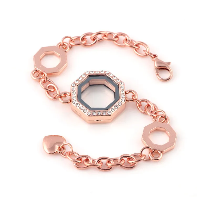5 шт./лот новый ромб плавающий медальон браслет браслеты открытый стеклянный